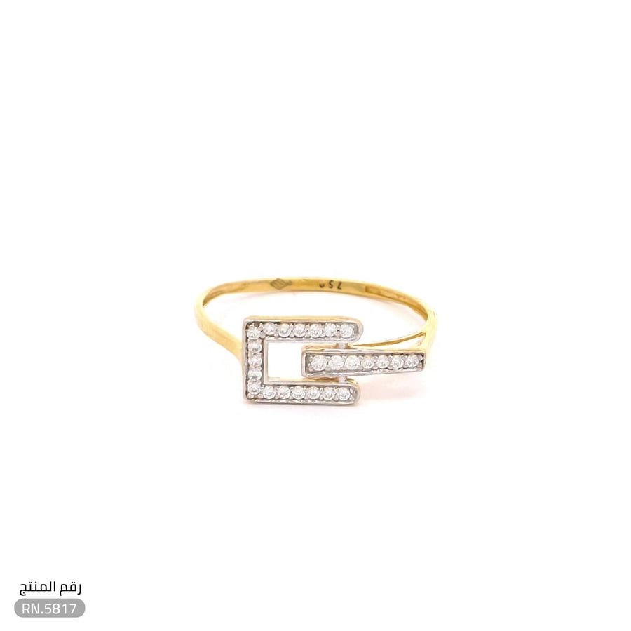 خاتم ذهب عيار 18 تصميم ناعم بفصوص أنيقة (RN.5817)