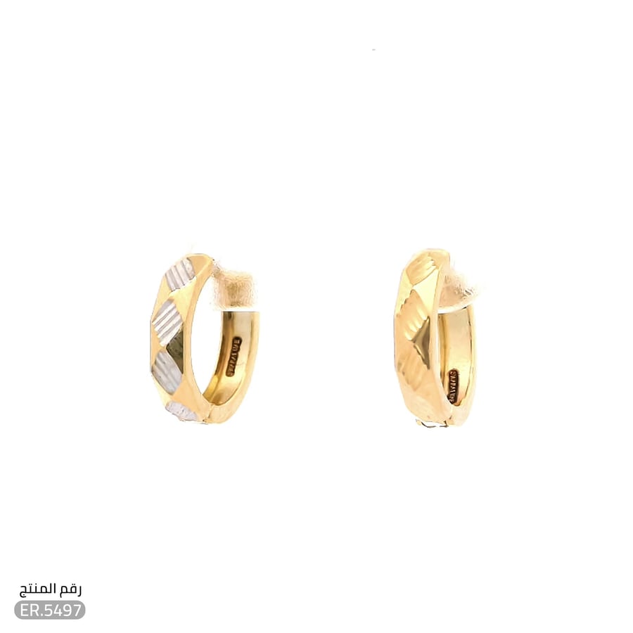 حلق ذهب عيار 18 بنقش مميز (ER.5497)