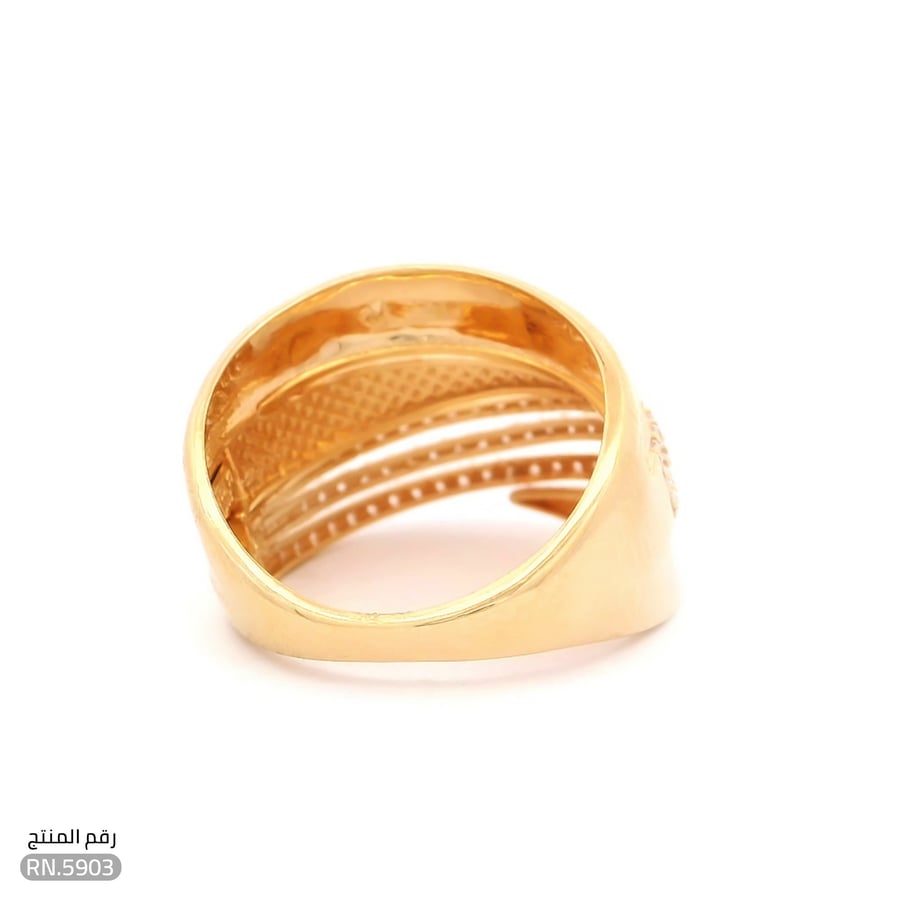خاتم تصميم مفتوح بفصوص فاخرة ذهب عيار 21 (RN.5903)