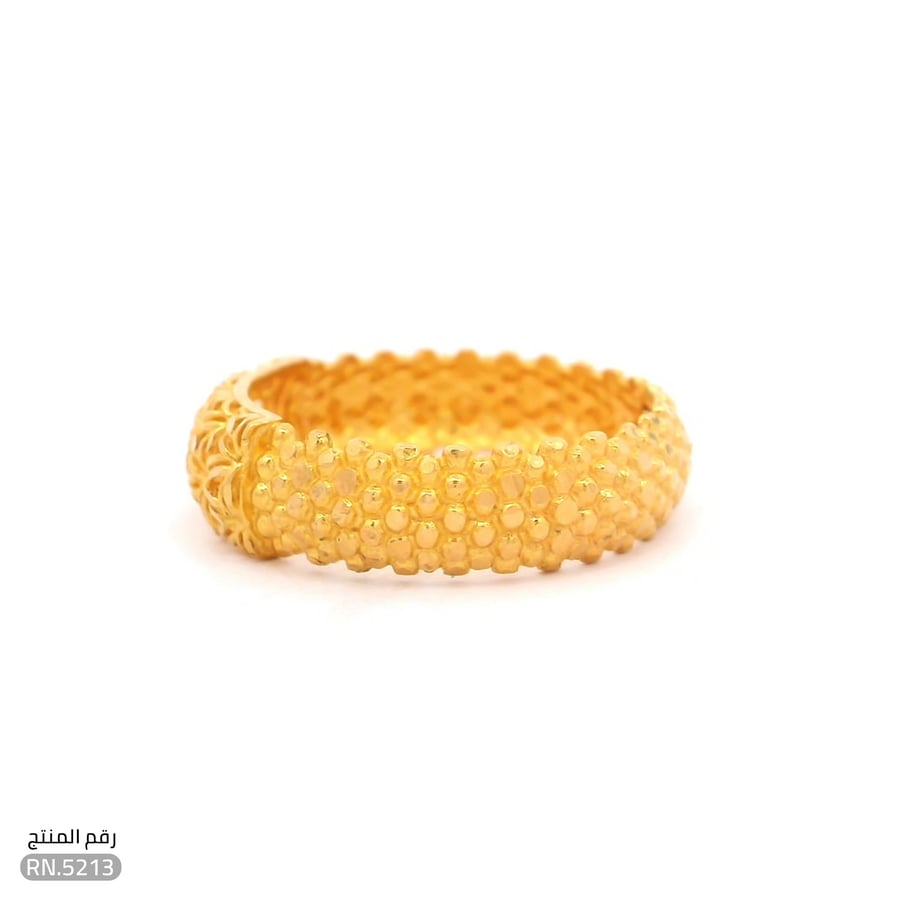 خاتم بنقش مميز ناعم ذهب عيار 21 (RN.5213)