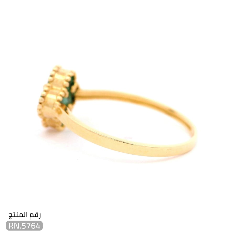 18k gold ring with a gold frame and elegant green stone (RN.5764)