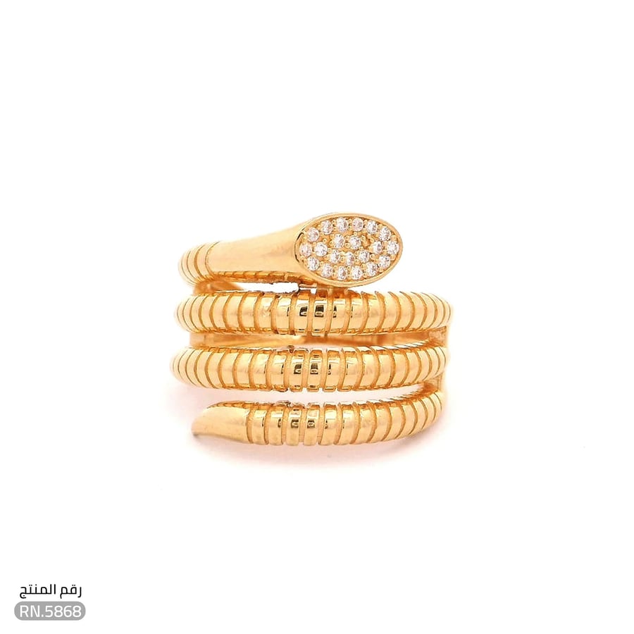 خاتم ذهب عيار 21 تصميم ملتف وأنيق (RN.5868)