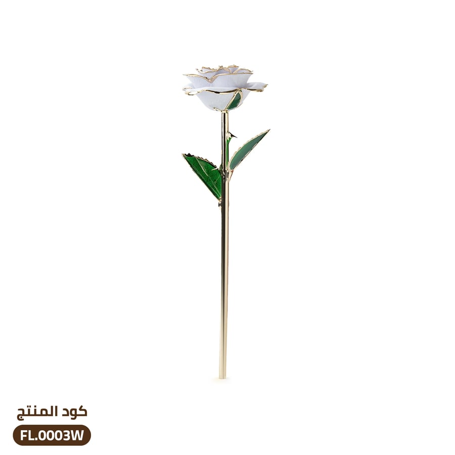 وردة الجوري بيضاء مطلية بالذهب (FL.0003W)