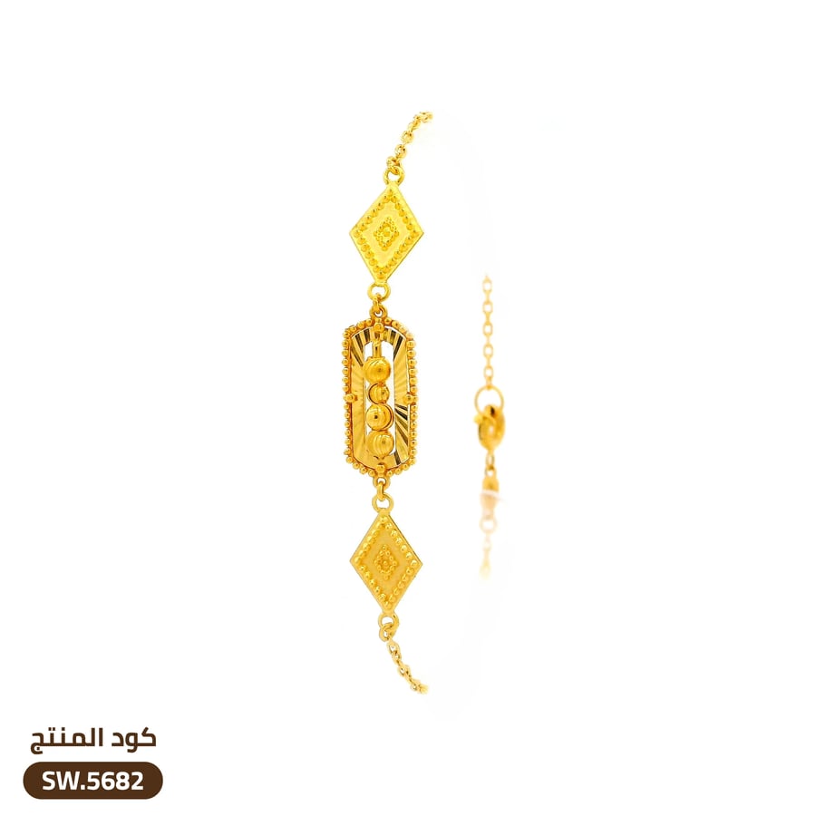 سوار مستطيل بكرات ذهب عيار 21 (SW.5682)