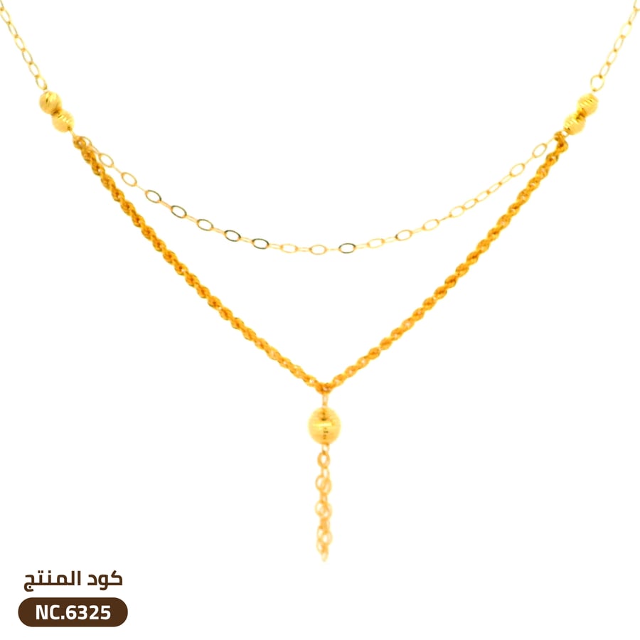 قلادة مبرومة طبقتين ذهب عيار 21 (NC.6325)