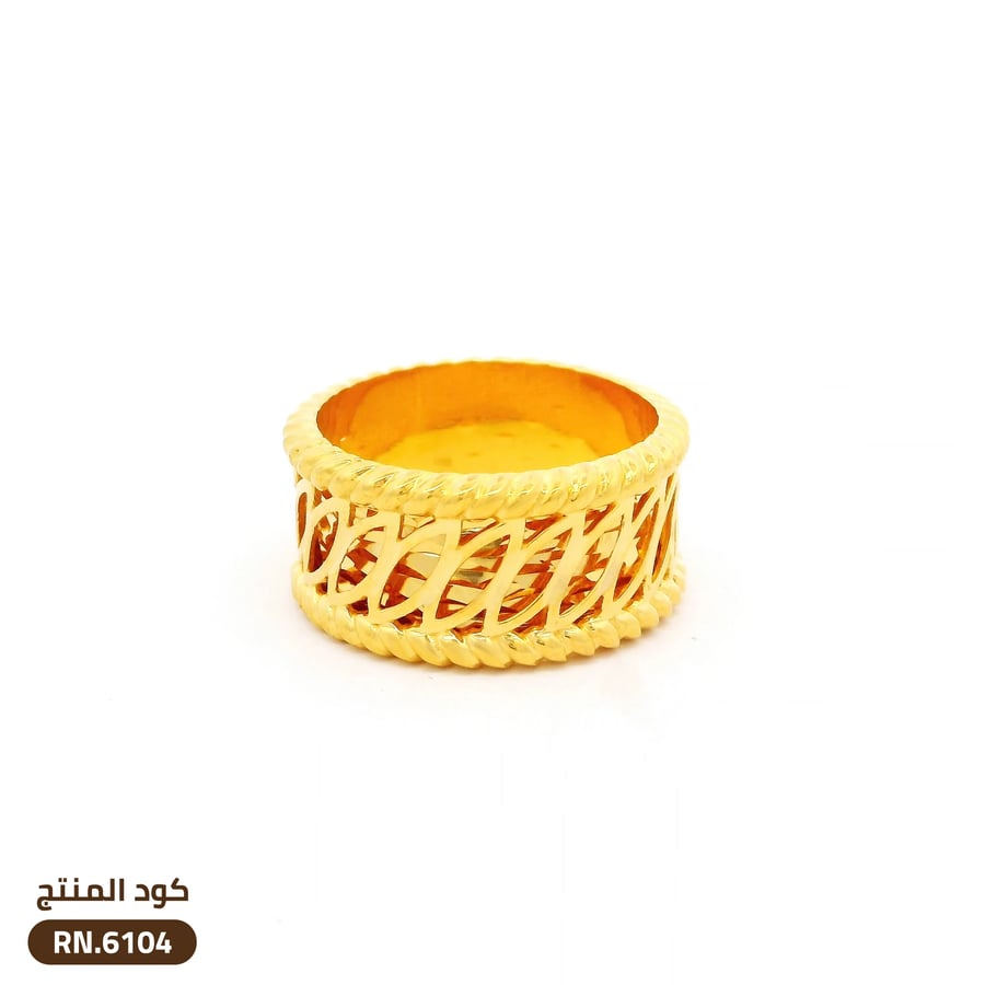 دبلة تصميم كاناج عريض ذهب عيار 21 (RN.6104)