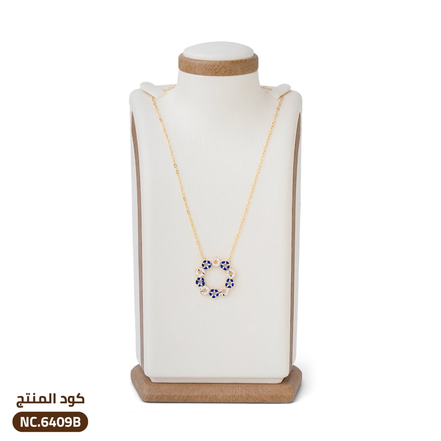 قلادة وردة زرقاء ذهب عيار 21 (NC.6409B)