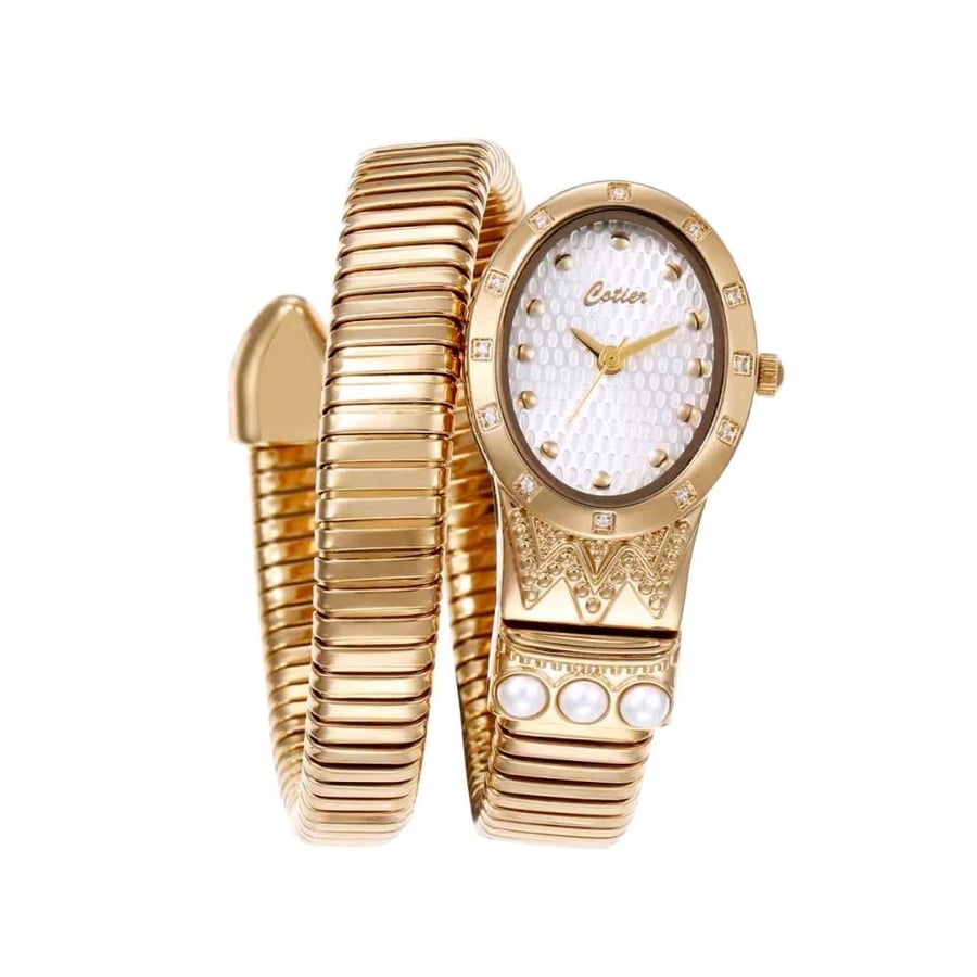 Women's watch with an eye-catching file in gold color