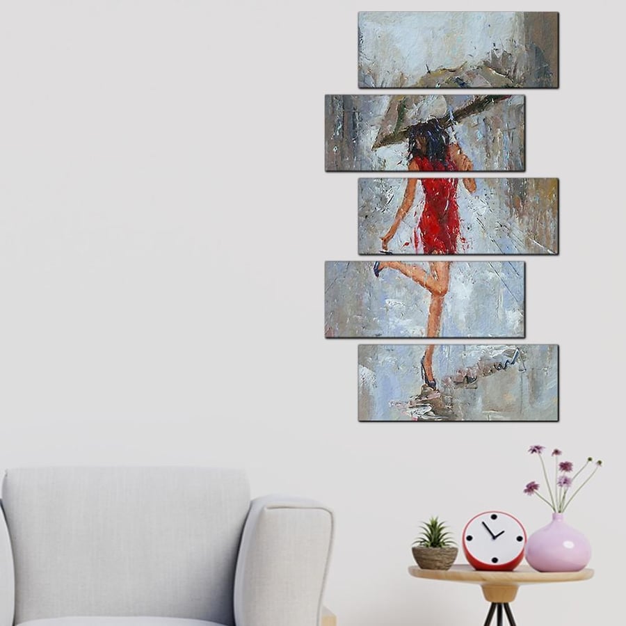 Wall art - Woman under the rain - 30050 - divided into five gradually sized pieces - 2
