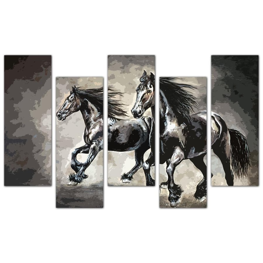 Wall art - horses - 702 - divided into five graduated pieces - 2
