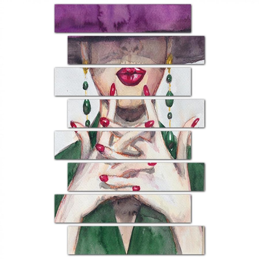 Wall panel - Drawing of a woman with a hat - M1554 - divided into eight pieces