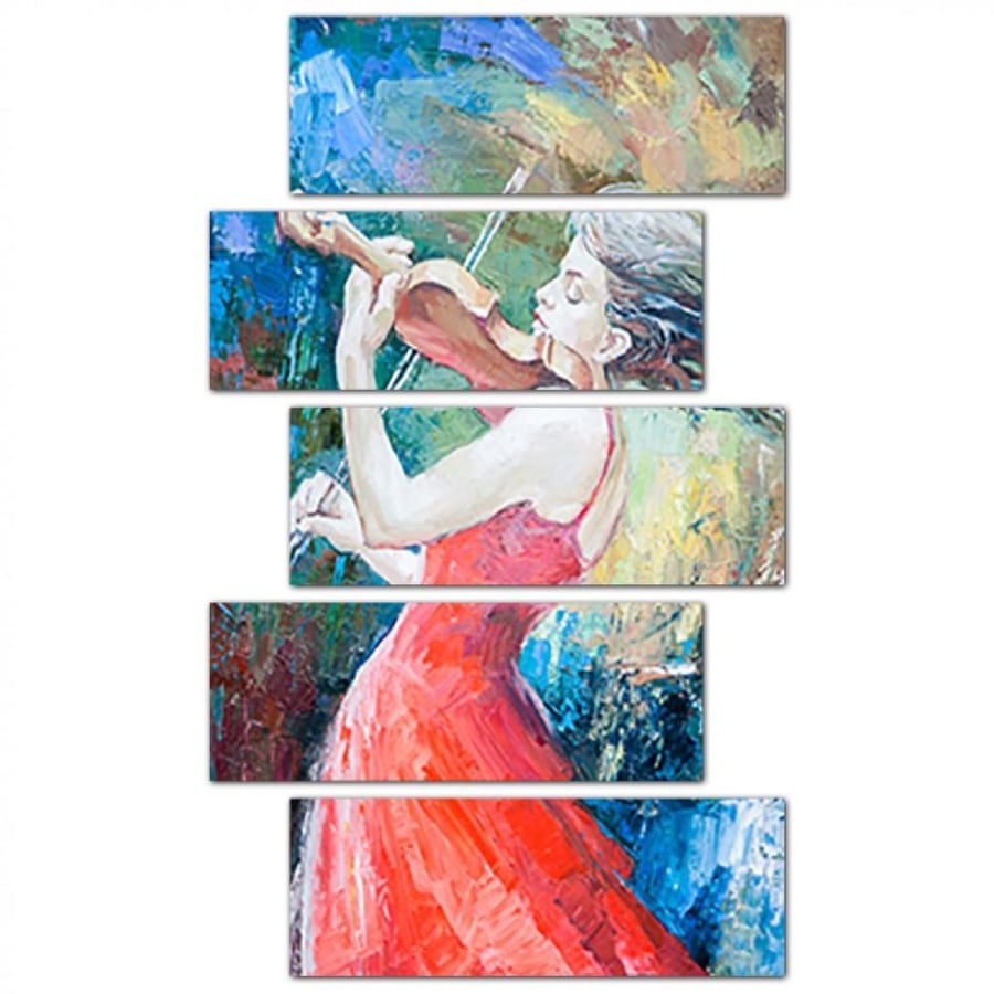 Wall art - Woman playing the violin - 1533 - divided into five graduated pieces - 2
