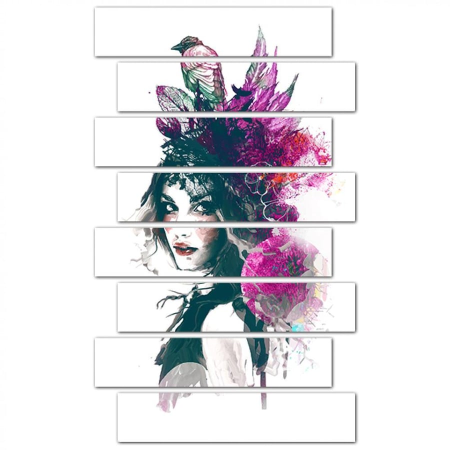 Wall panel - a drawing of an imaginary woman - M1553 - divided into eight pieces