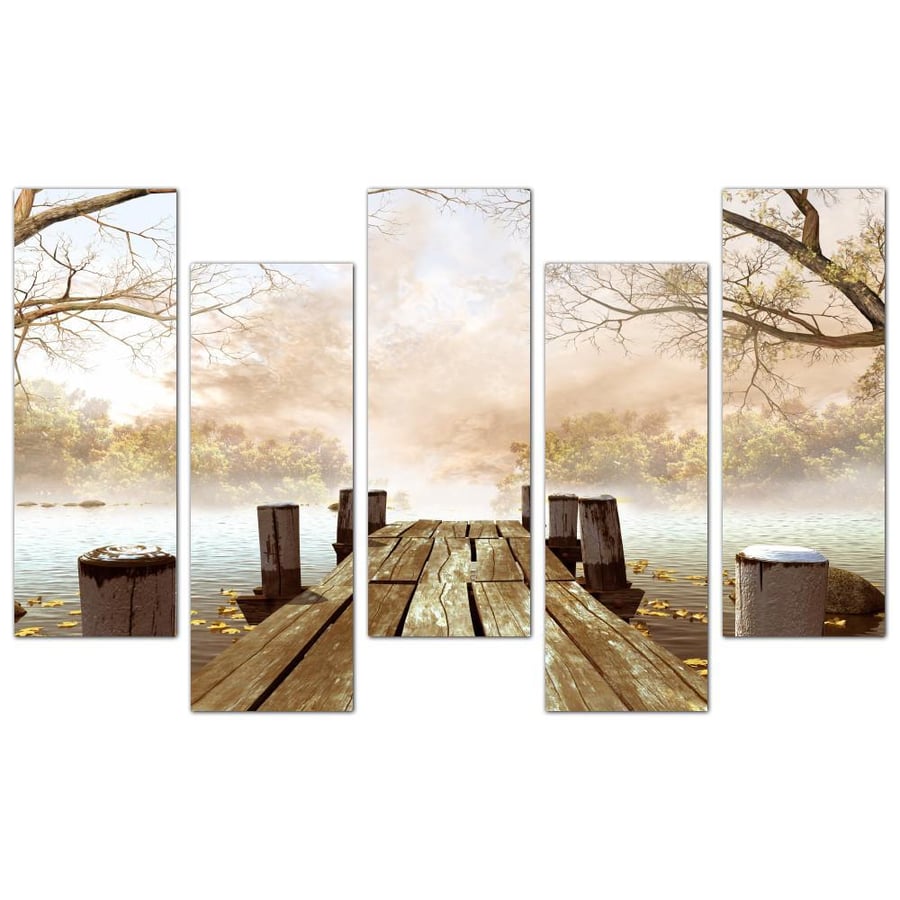 Wall panel - Landscape scene - 1298 - divided into five graduated pieces - 2