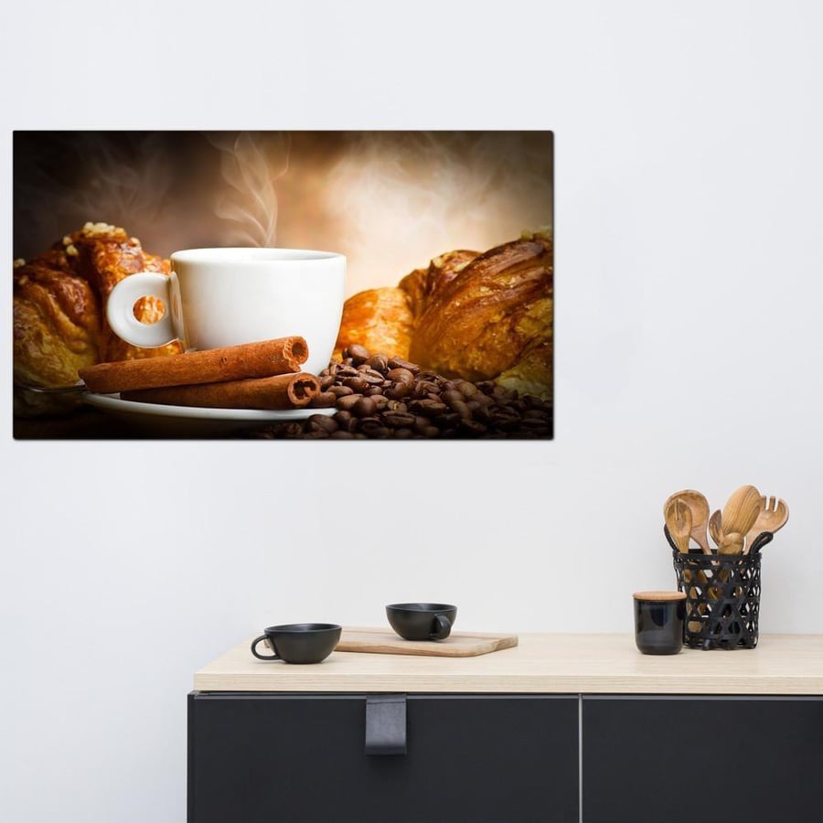 Wall art canvas - coffee cup and baked goods and cinnamon - cof109