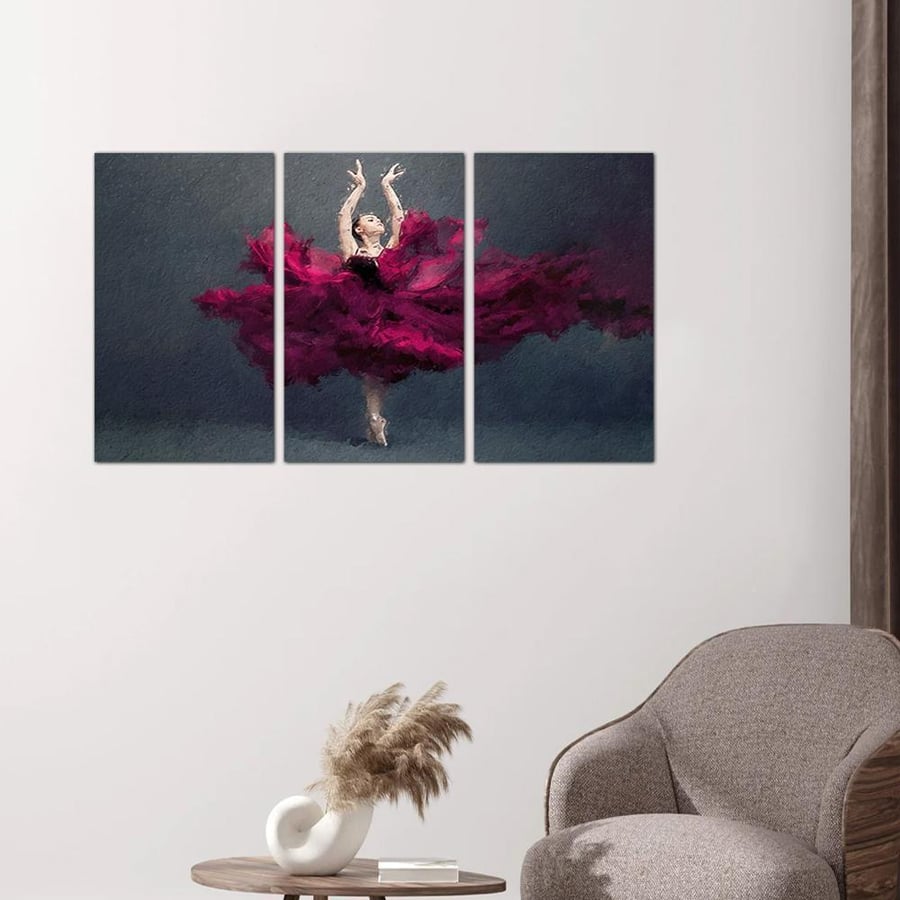 Wall art painting - ballet dancer - 24586 - divided into three pieces