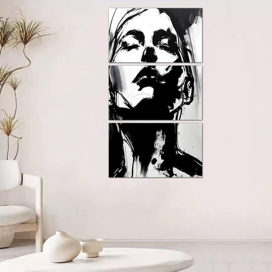 Modern wall art depicting a woman - 24067 - divided into three pieces