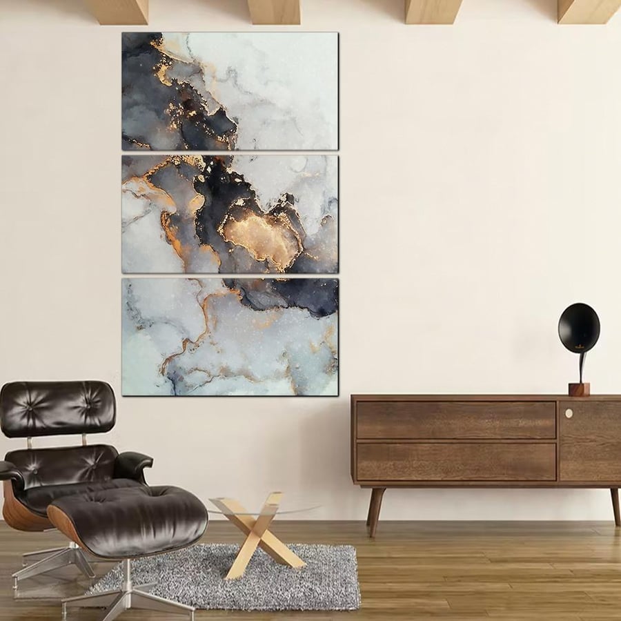 Wall panel - abstract marble art - 300903a - divided into three pieces