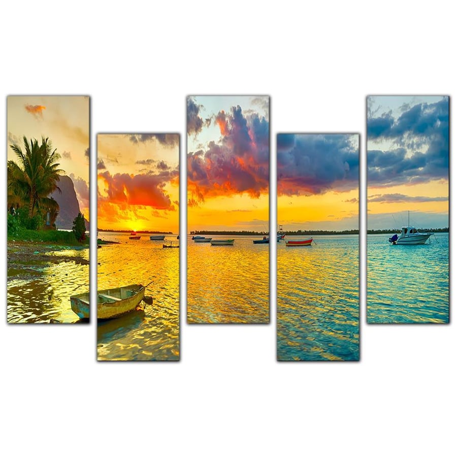 Wall art - Sunset on the beach - 726 - divided into five graduated pieces - 2