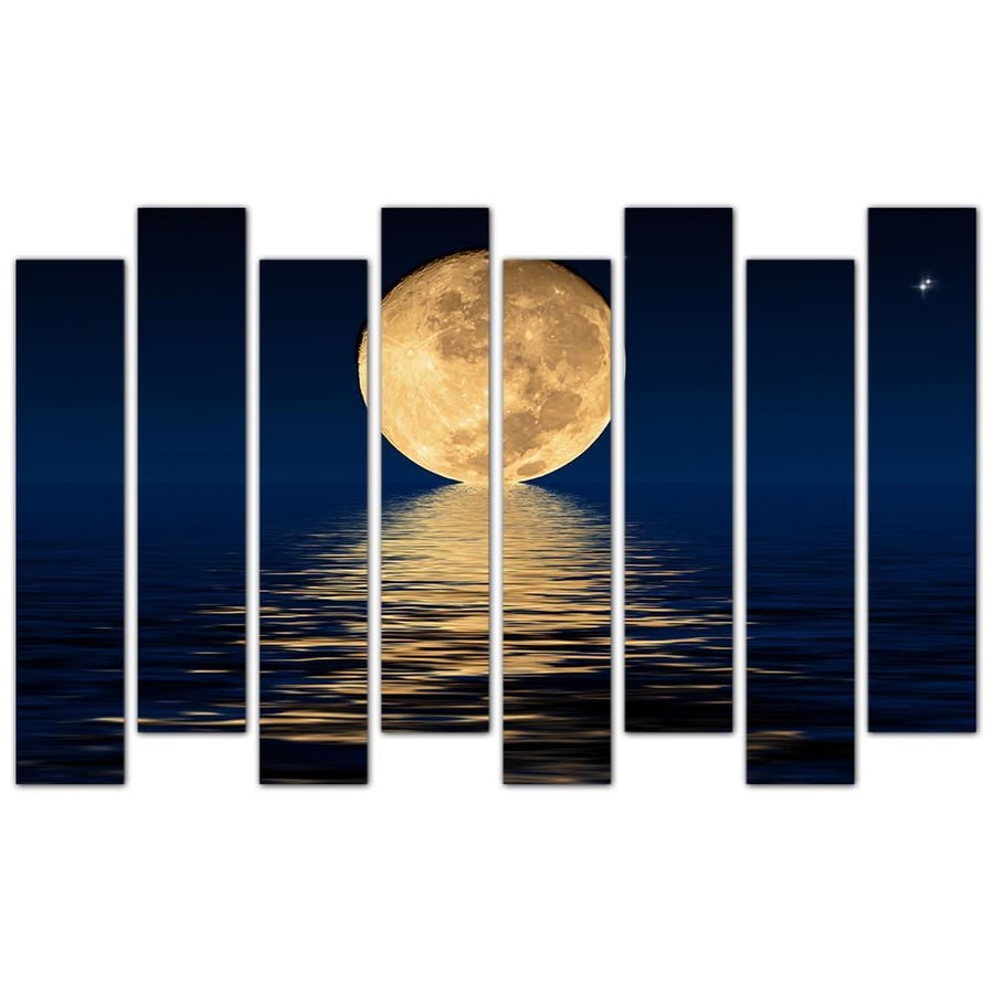 Wall panel - the moon and its reflection on the sea - 728 - divided into eight pieces