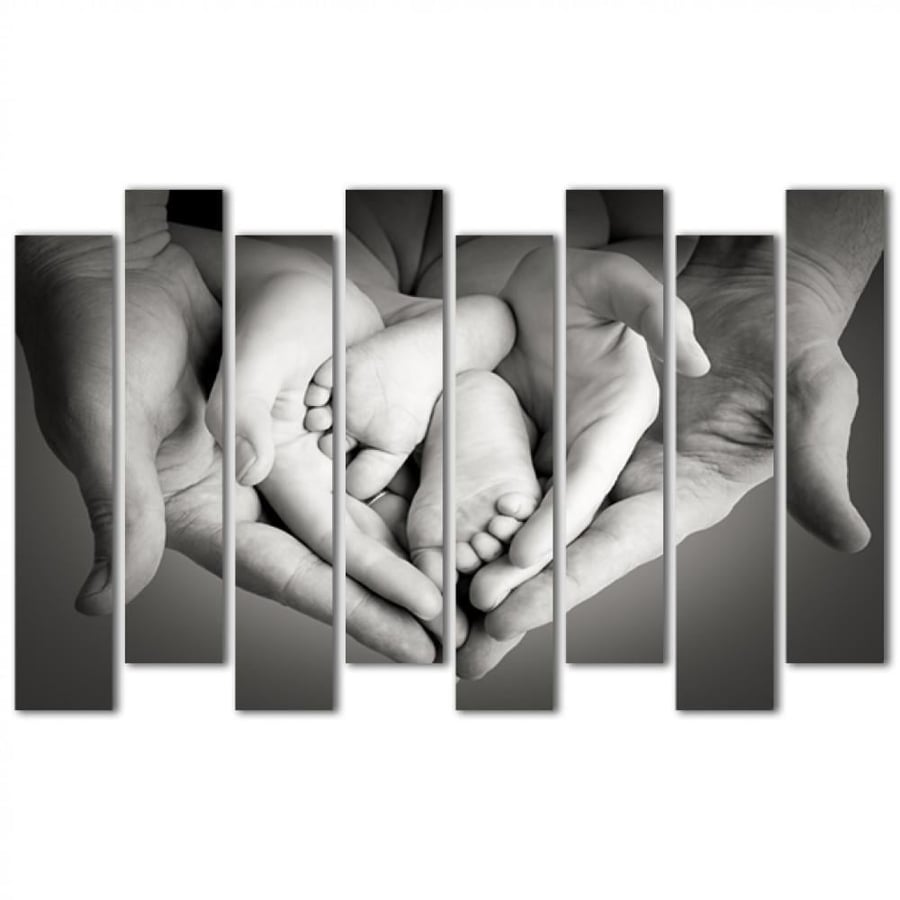 Wall panel - family welcomes a new baby - 1528 - divided into eight pieces
