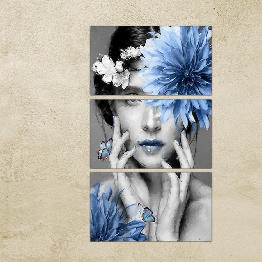 Wall panel - Drawing of a woman - 300938 - divided into three pieces
