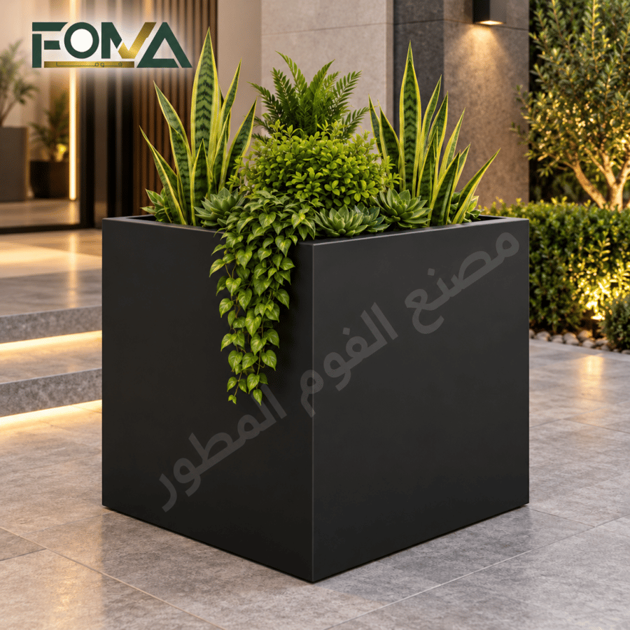 حوض زراعي فايبر مربع مودرن – أسود