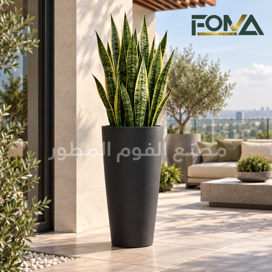 Tall Tapered Fiberglass Planter – Black