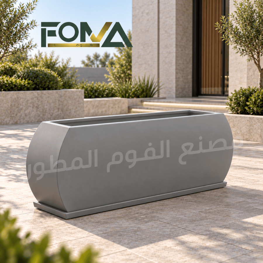 حوض زراعة فايبر كيرف مع صحن سفلي – رمادي