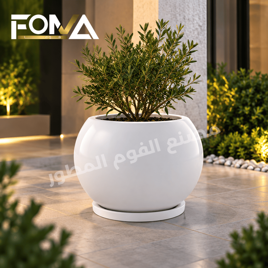 مركن فايبر دائري مع حوض تصريف – أبيض
