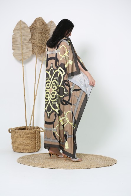 Silk dress with elegant  patterns, free size