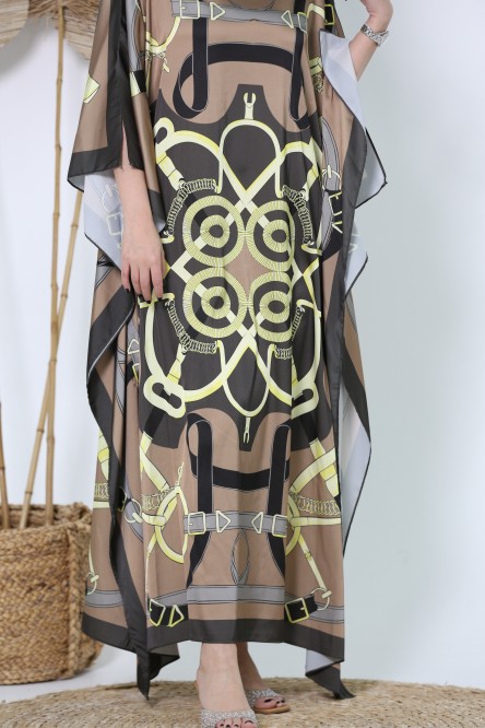 Silk dress with elegant  patterns, free size