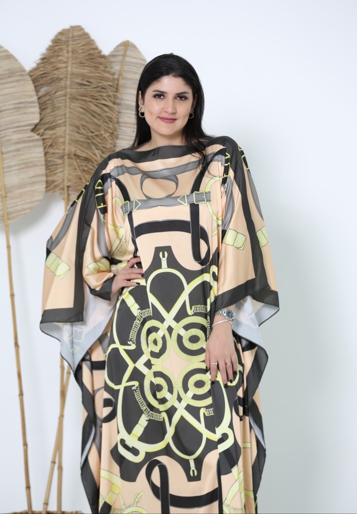 Silk dress with elegant  patterns, free size
