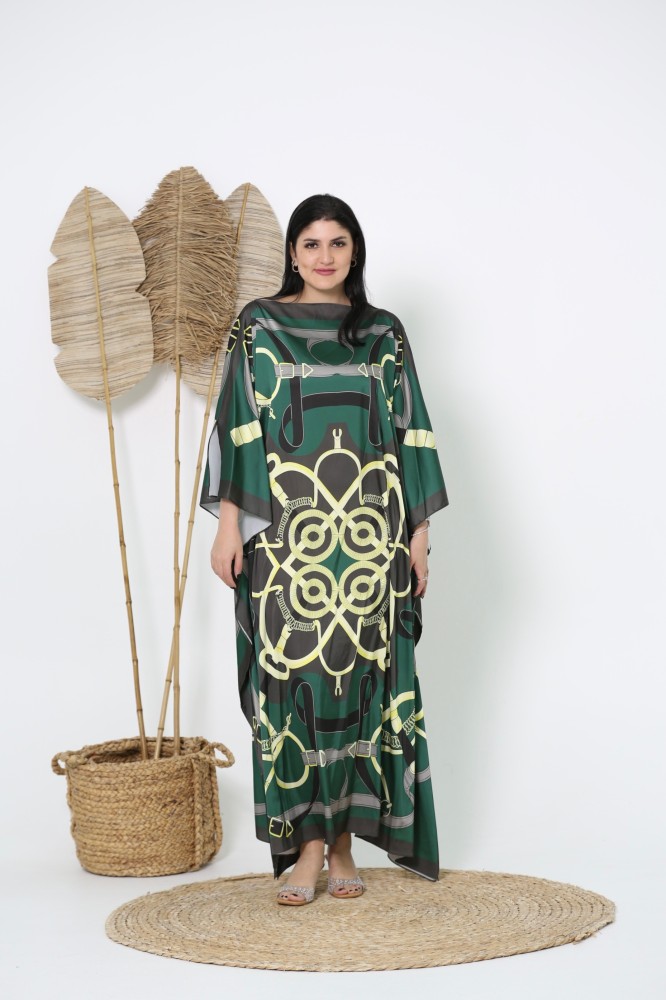 Silk dress with elegant  patterns, free size