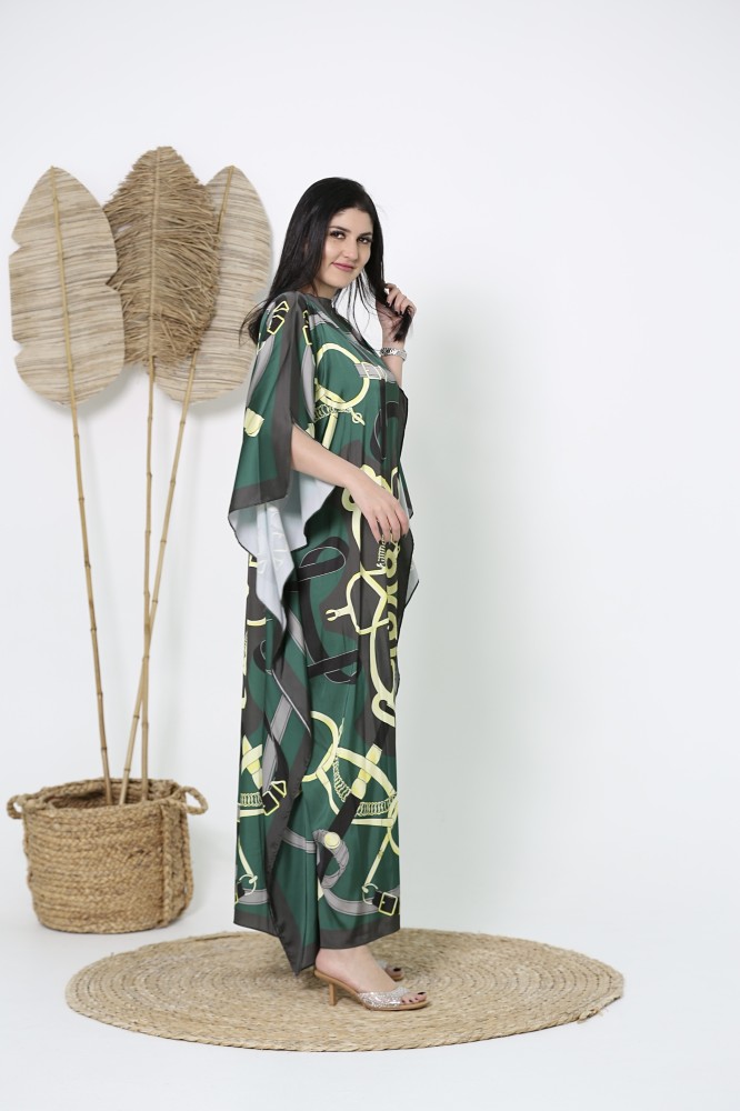 Silk dress with elegant  patterns, free size