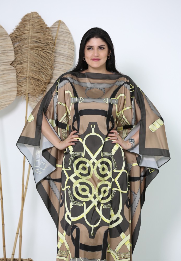 Silk dress with elegant  patterns, free size
