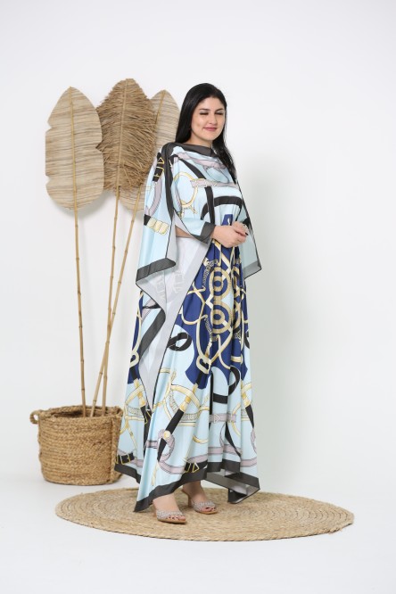 Silk dress with elegant  patterns, free size