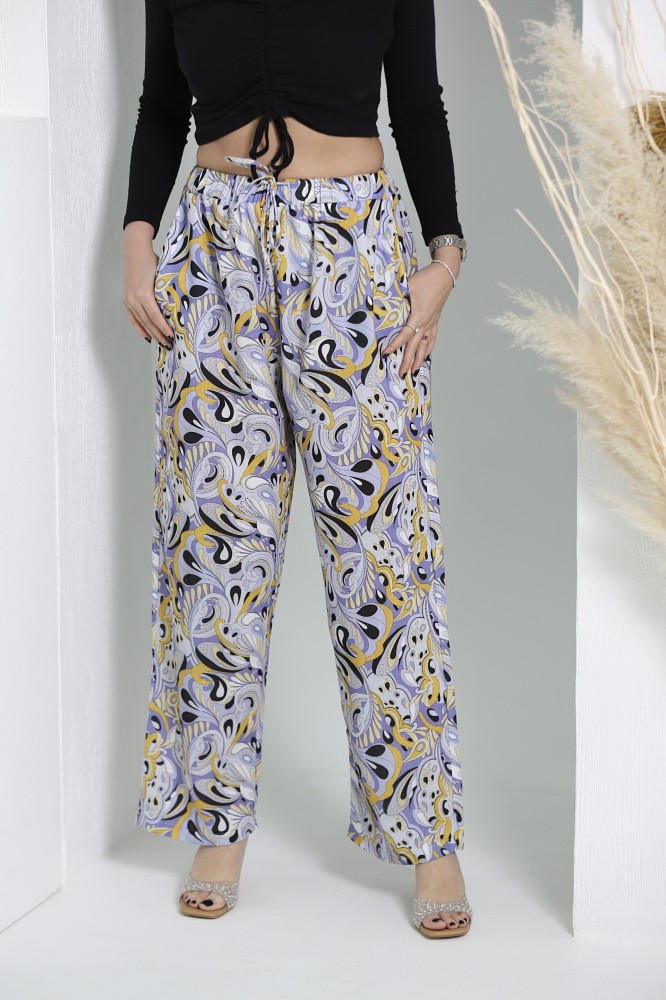 Summer linen trousers with colorful prints