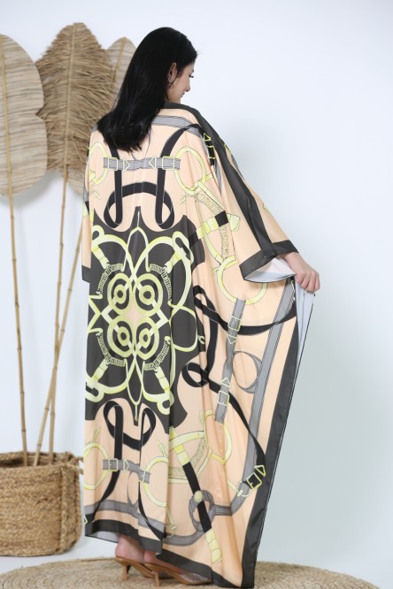 Silk dress with elegant  patterns, free size