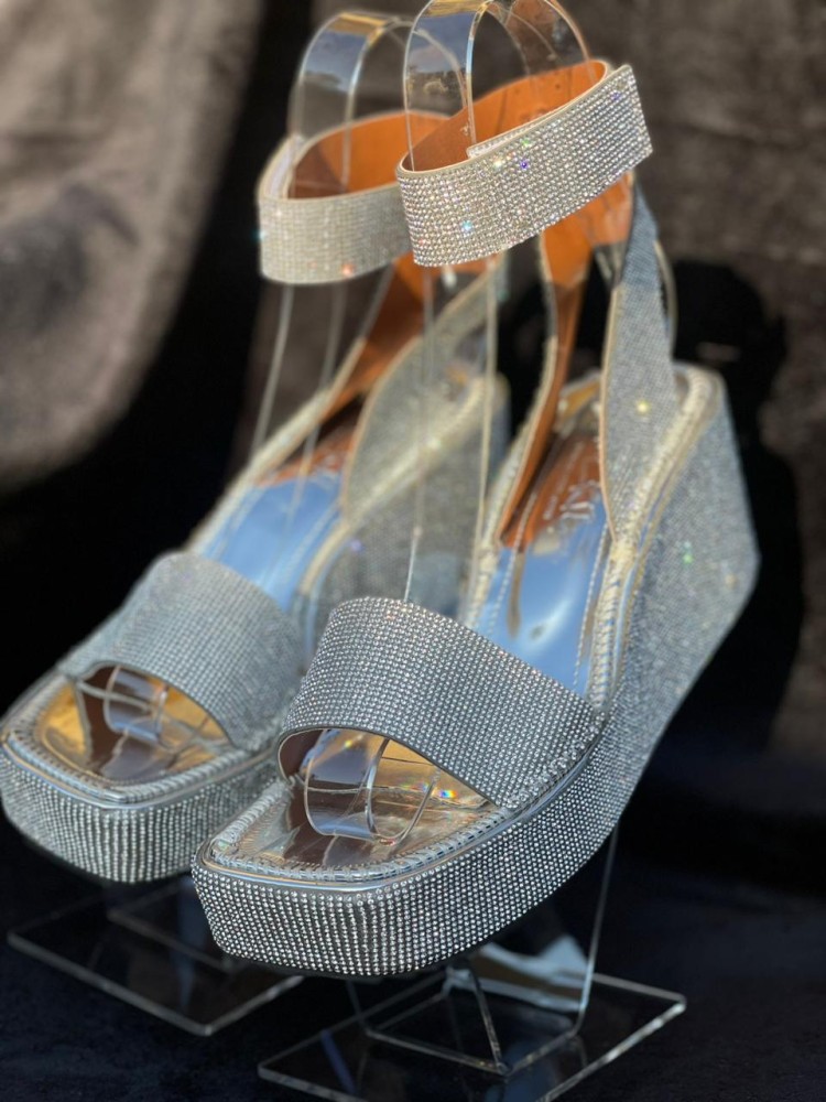 Bling shoes - Sliver heel with crystal lace SH-700