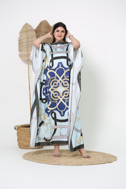 Silk dress with elegant  patterns, free size