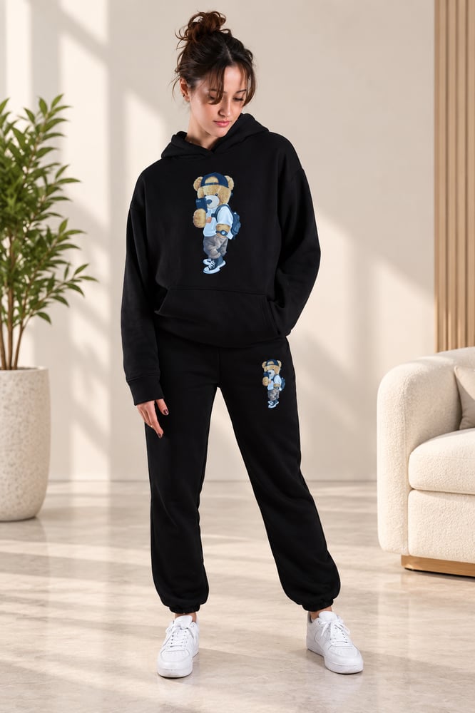 طقم بدلة رياضية علوية من Hila Fashion - مطبوع باللون الأسود للجنسين