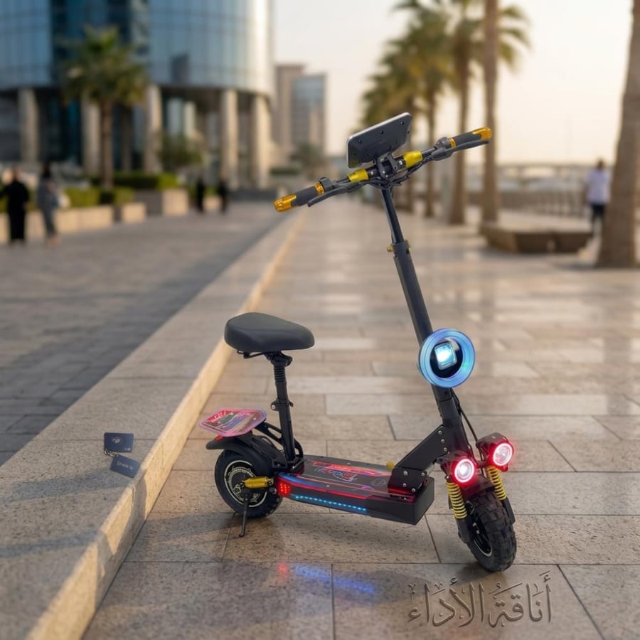 سكوتر كهربائي بمقعد نيوسبيد New Speed X90 دينمو 1200W وبطارية 48V مع تشغيل كرت NFC ورشاشة إلكترونية وأرضية مضيئة