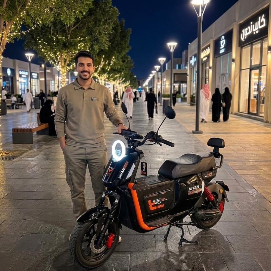 دباب كهربائي قوي نيازي NIYAZI U2 محرك 2000W بطارية 72V 50Ah فرامل زيت كفرات تيوبلس مع تشغيل NFC وشاحن جوال
