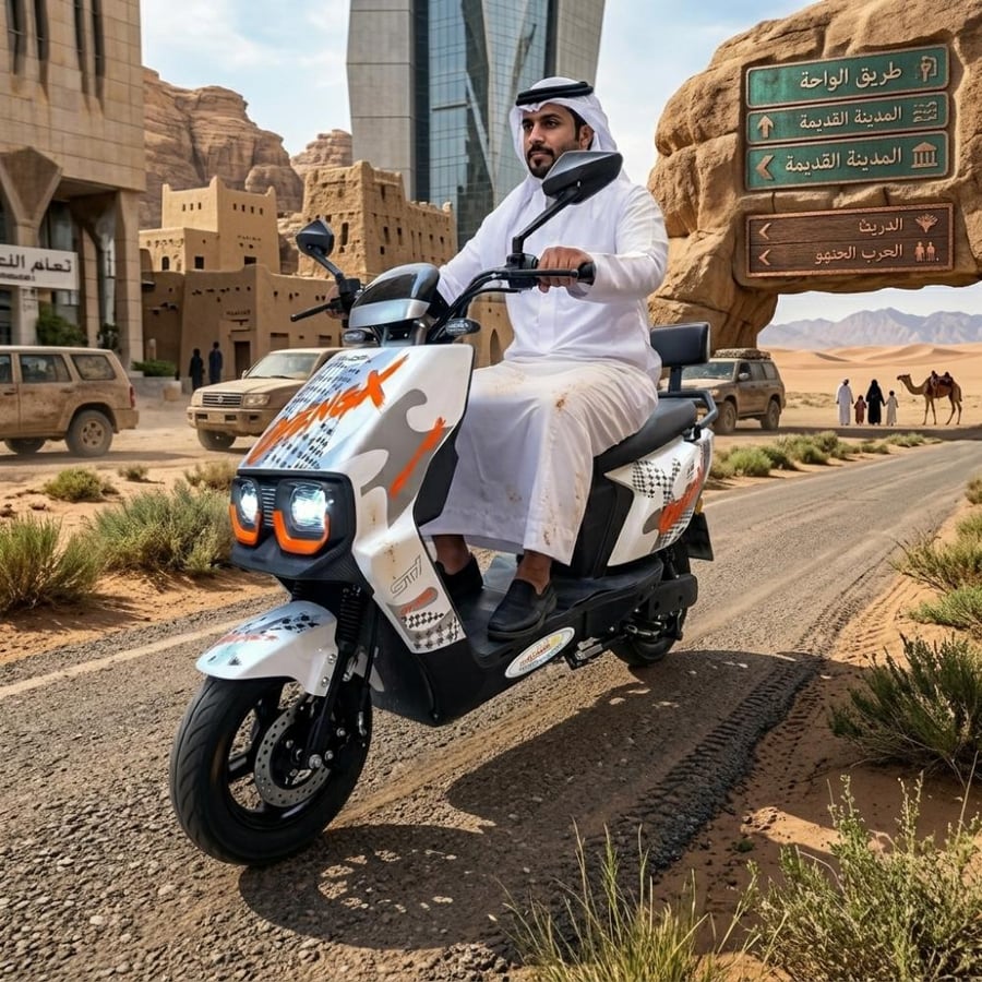 دباب سكوتر N9 الرياضي الكهربائي بقوة 4000 واط وبطارية 72 فولت 20 أمبير مع فرامل زيت ومساعدات مزدوجة