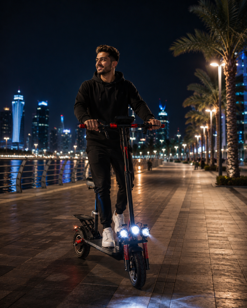 سكوتر كهربائي مع مقعد كروني CRONY V10 شاشة كبيرة محرك 1200W يتحمل 150 كجم مع ريموت كنترول وإشارات خلفية