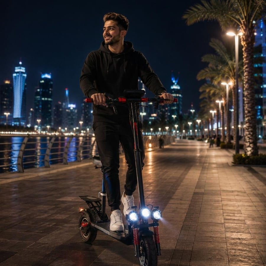 سكوتر كهربائي مع مقعد كروني CRONY V10 شاشة كبيرة محرك 1200W يتحمل 150 كجم مع ريموت كنترول وإشارات خلفية