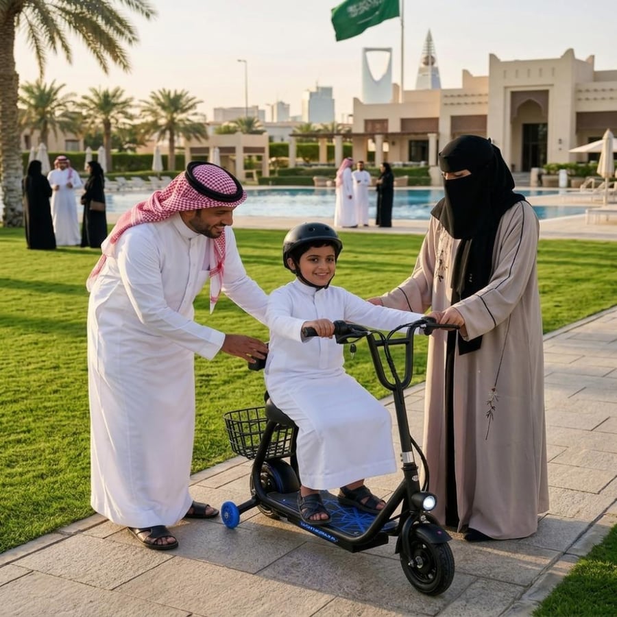 سكوتر كهربائي للأطفال لينو LenoToys S36ML بمقعد وسلة خلفية كفرات 10 إنش جهد 36V مع عجلات توازن إضافية