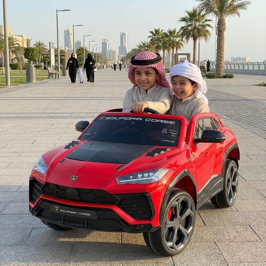 سيارة لامبورجيني أوروس MR 1022 الكهربائية للأطفال بمحركين كبيرين ونظام هزاز مع 2 كراسي وريموت كنترول