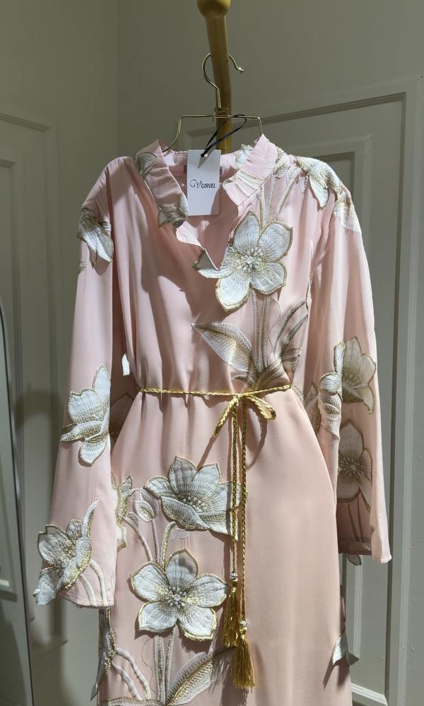 Ramadan gown with embroidered coral
